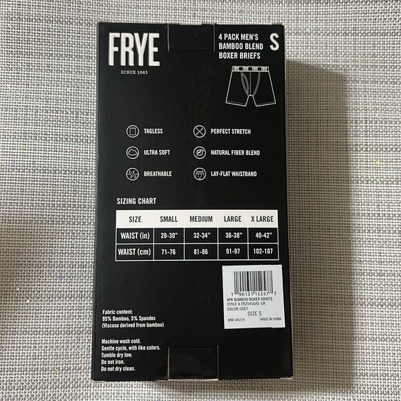 FRYE SβBlack White Gray Fly Front Bamboo Blend Boxer Briefs Pack of 4 - Picture 9 of 11